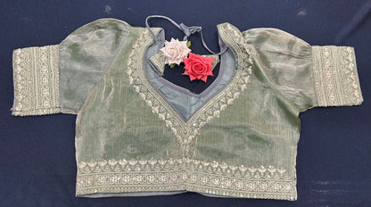 Navy Blue Sari Blouse Indian Saree Top Worked Choli B425