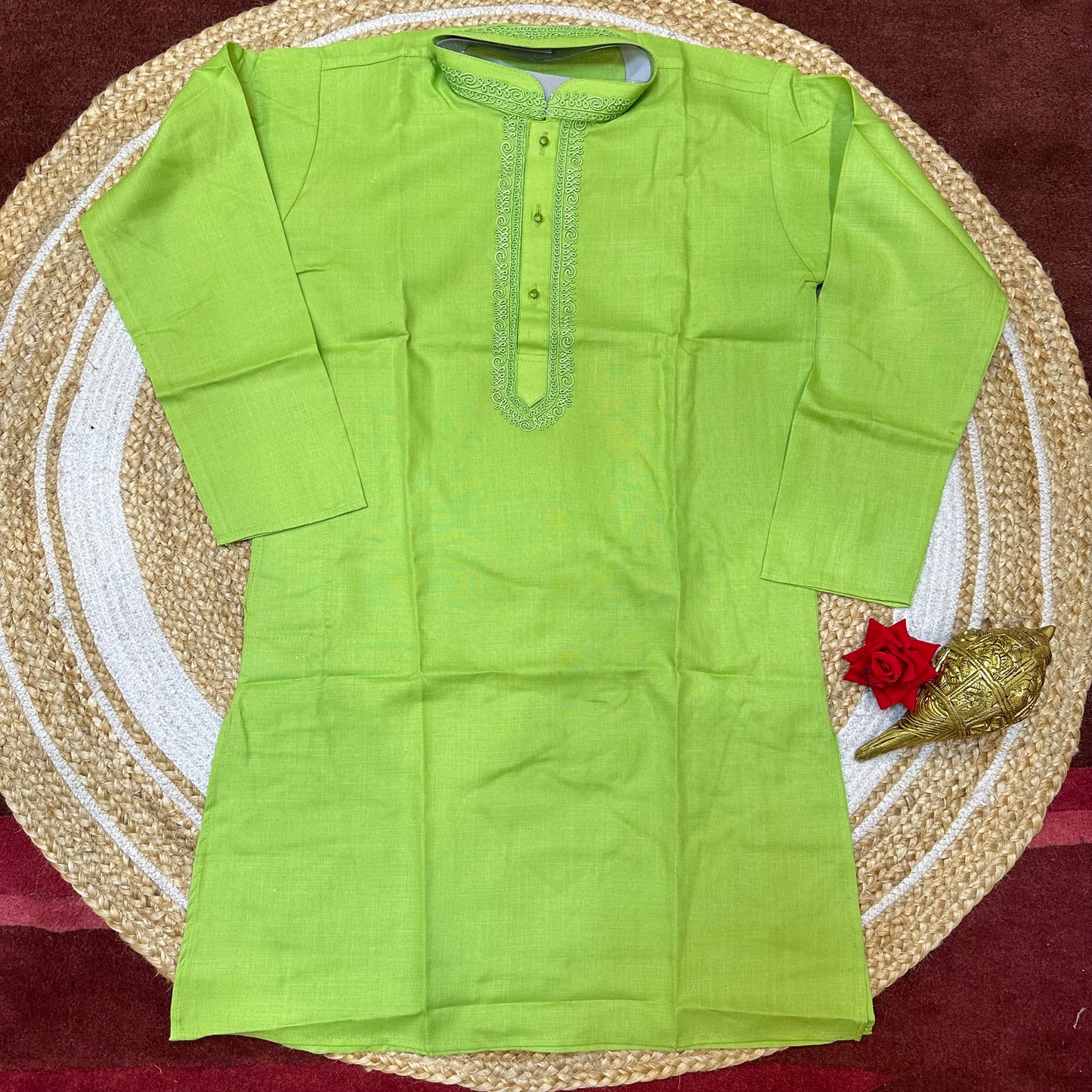 Sizes 11 13 14 15 Boys Sherwani Outfit Cotton Green White K10