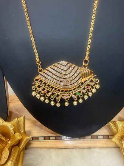 Impon Indian Necklace Multi Conch Sanku Pathakkam Haram N35