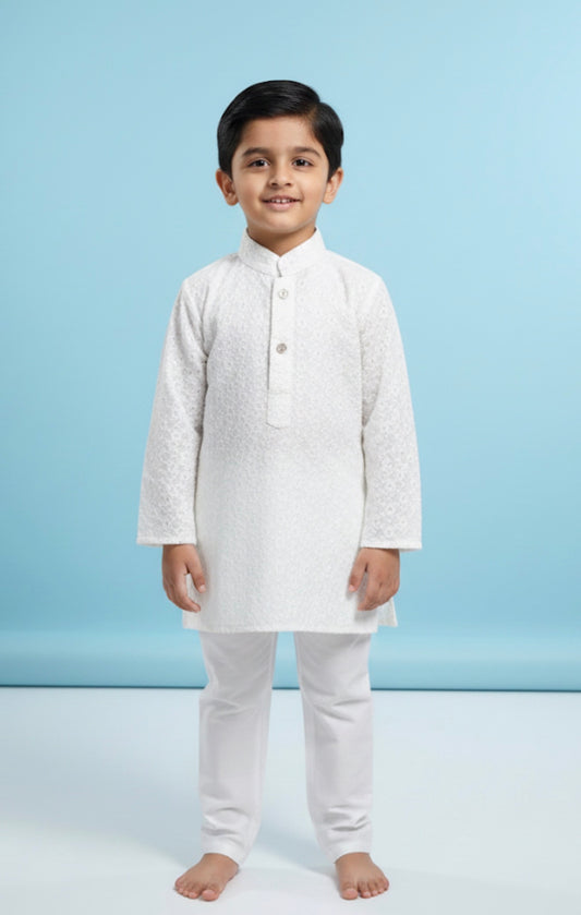 Size 13 Age 9-11 Boys Sherwani Outfit Cotton White K5
