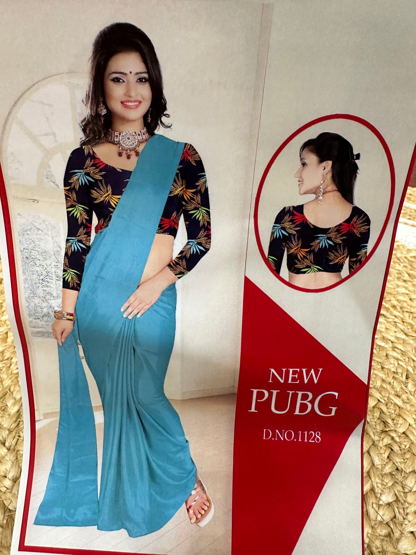 Fancy Party wear Satin Sari Indian Casual Blue Saree S95