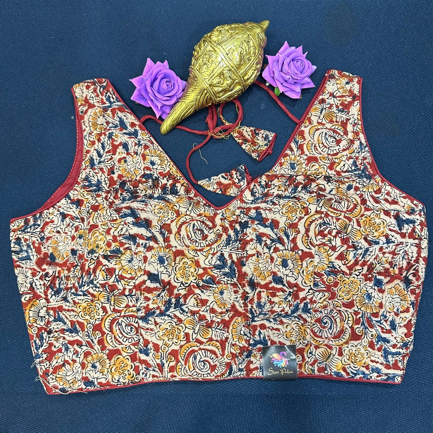 Cotton Kalamkari 38” M Size 8 Sari Blouse Indian Saree Top B405