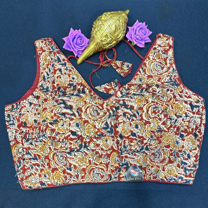 Cotton Kalamkari 38” M Size 8 Sari Blouse Indian Saree Top B405