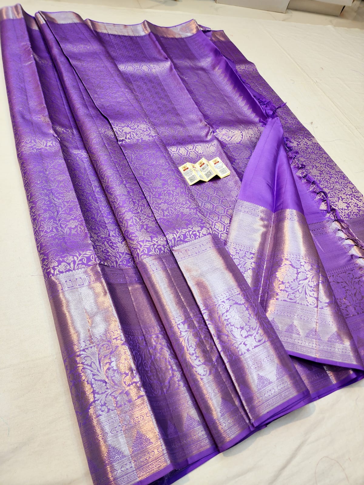 Bridal Kanchipuram Pure Silk Saree Purple Kanjivaram Sari| SPK161