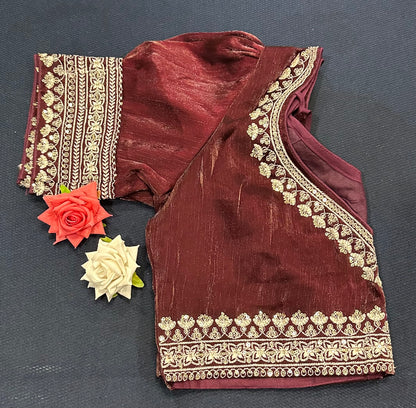 Navy Blue Sari Blouse Indian Saree Top Worked Choli B425