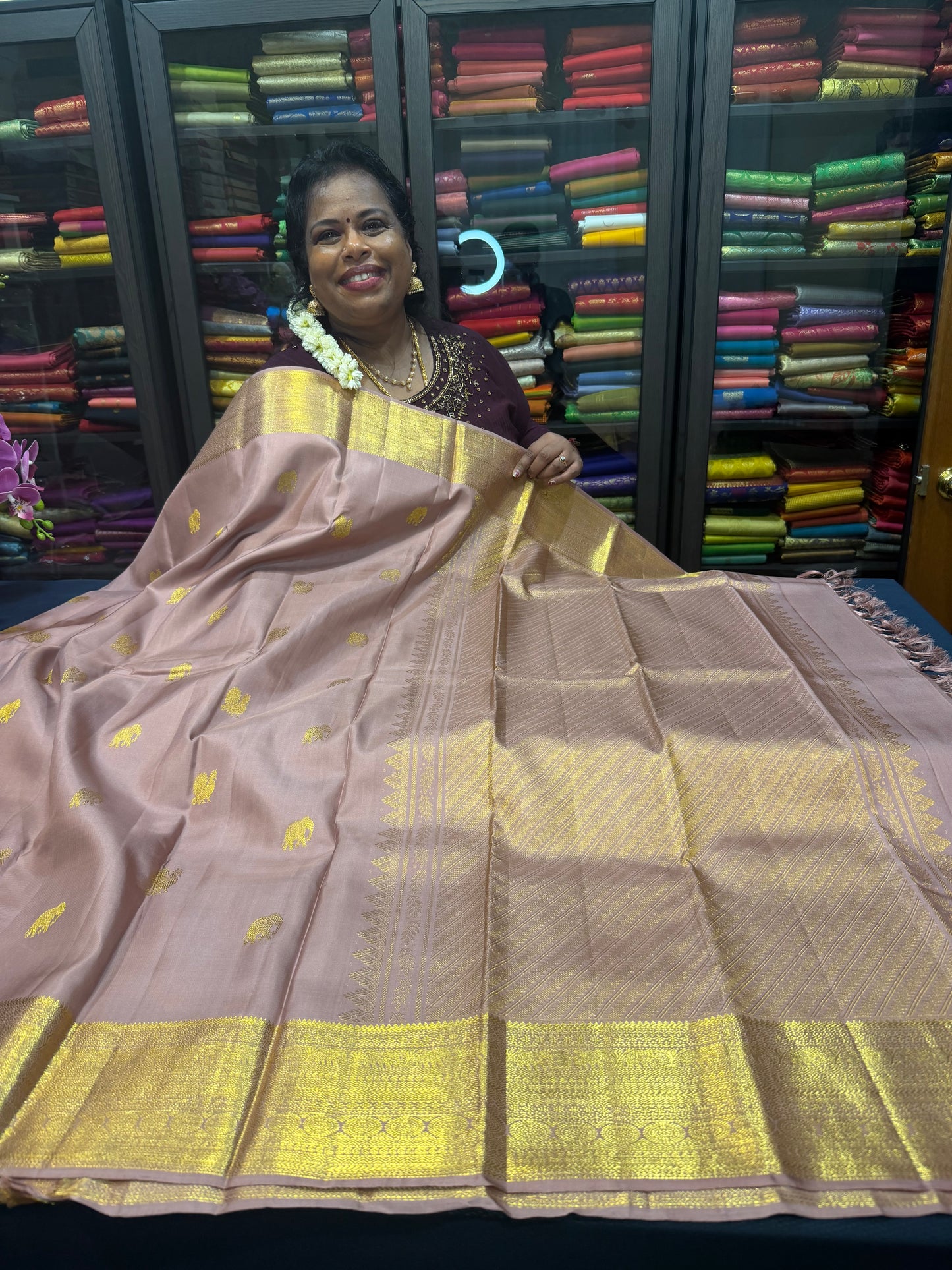 Vintage Kanchipuram Pure Silk Saree Bridal Kanjivaram Sari SPK321