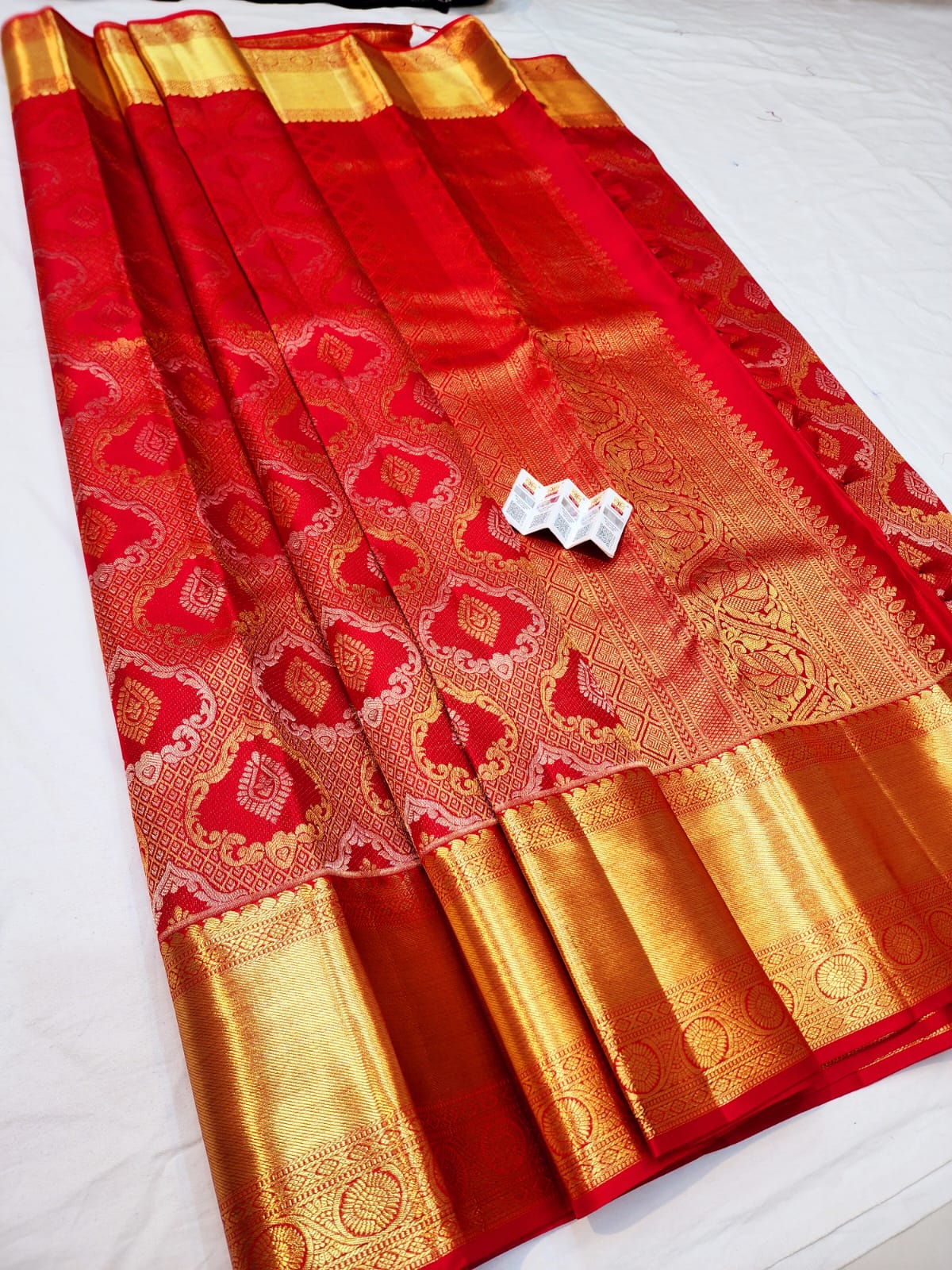 1g Gold Kanchipuram Pure Silk Saree Red Bridal Kanjivaram Sari| SPK147