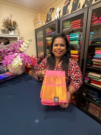 Kanchipuram Pure Silk Saree Pink Kanjivaram Sari SPK211