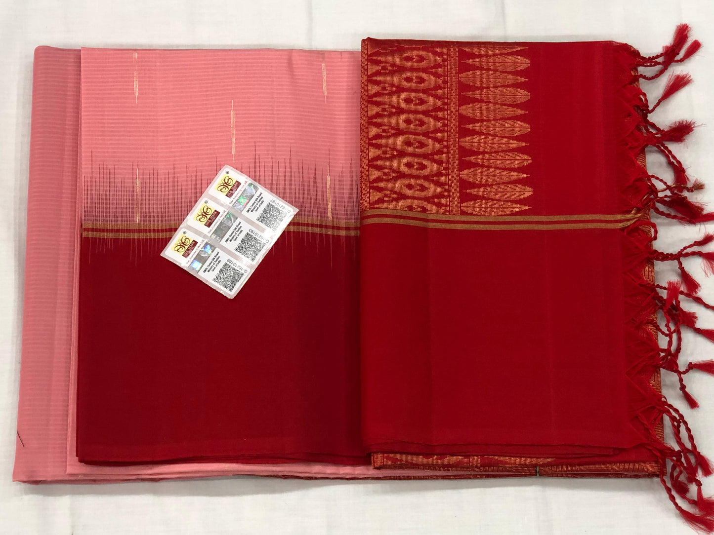 Pattu Soft Silk Indian Saree Pure Silk Sari Pink Red SS48