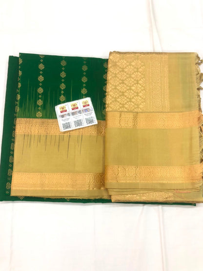 Vintage Retta Petta Pattu Soft Silk Saree Pure Silk Bridal Sari Green | SS25
