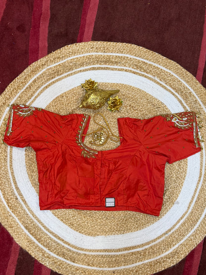 42” XL Size 12 size Aari Worked Sari Blouse Indian Saree Top Red B158