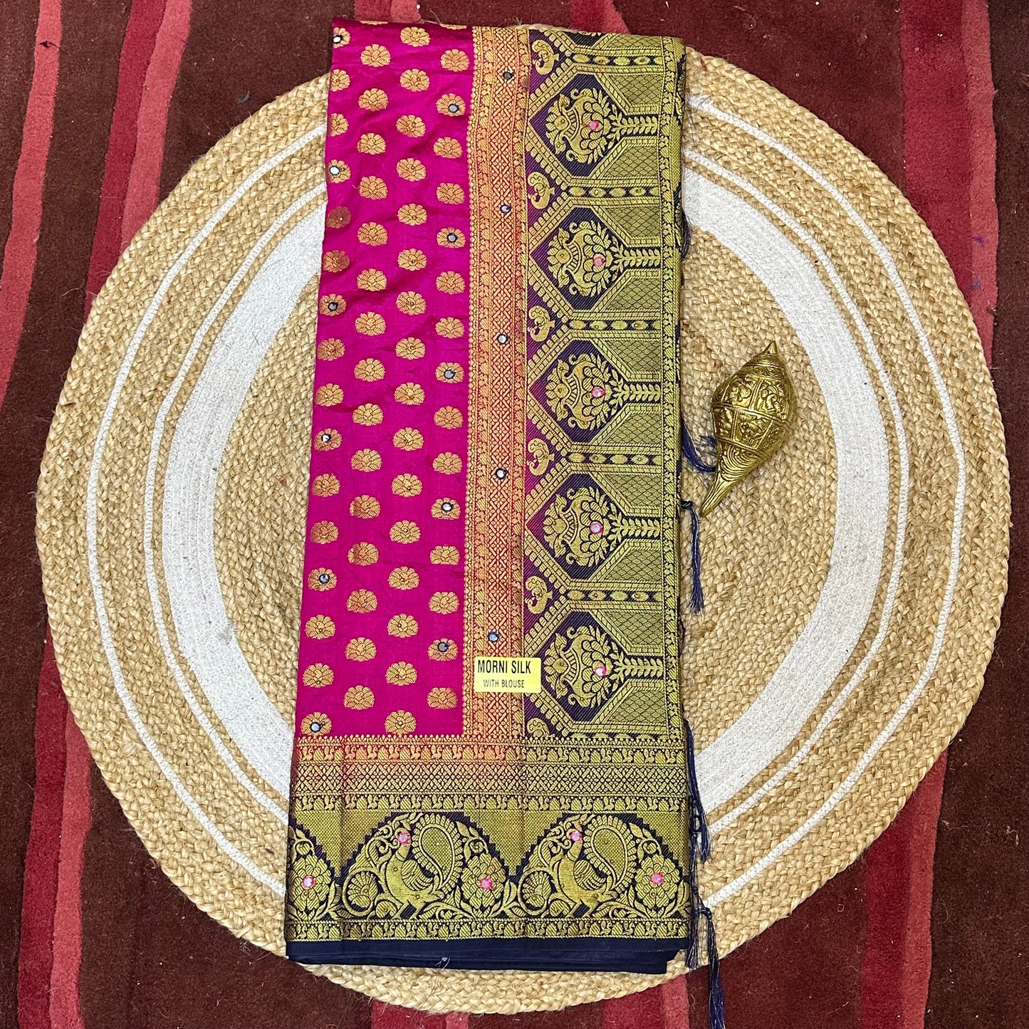 Bangalore Silk Sari Indian Fancy Saree Pink & Blue S119