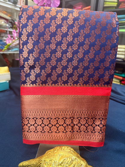Sari Indian Bollywood Art Silk Navy Blue Diwali Saree Z13 Col 1