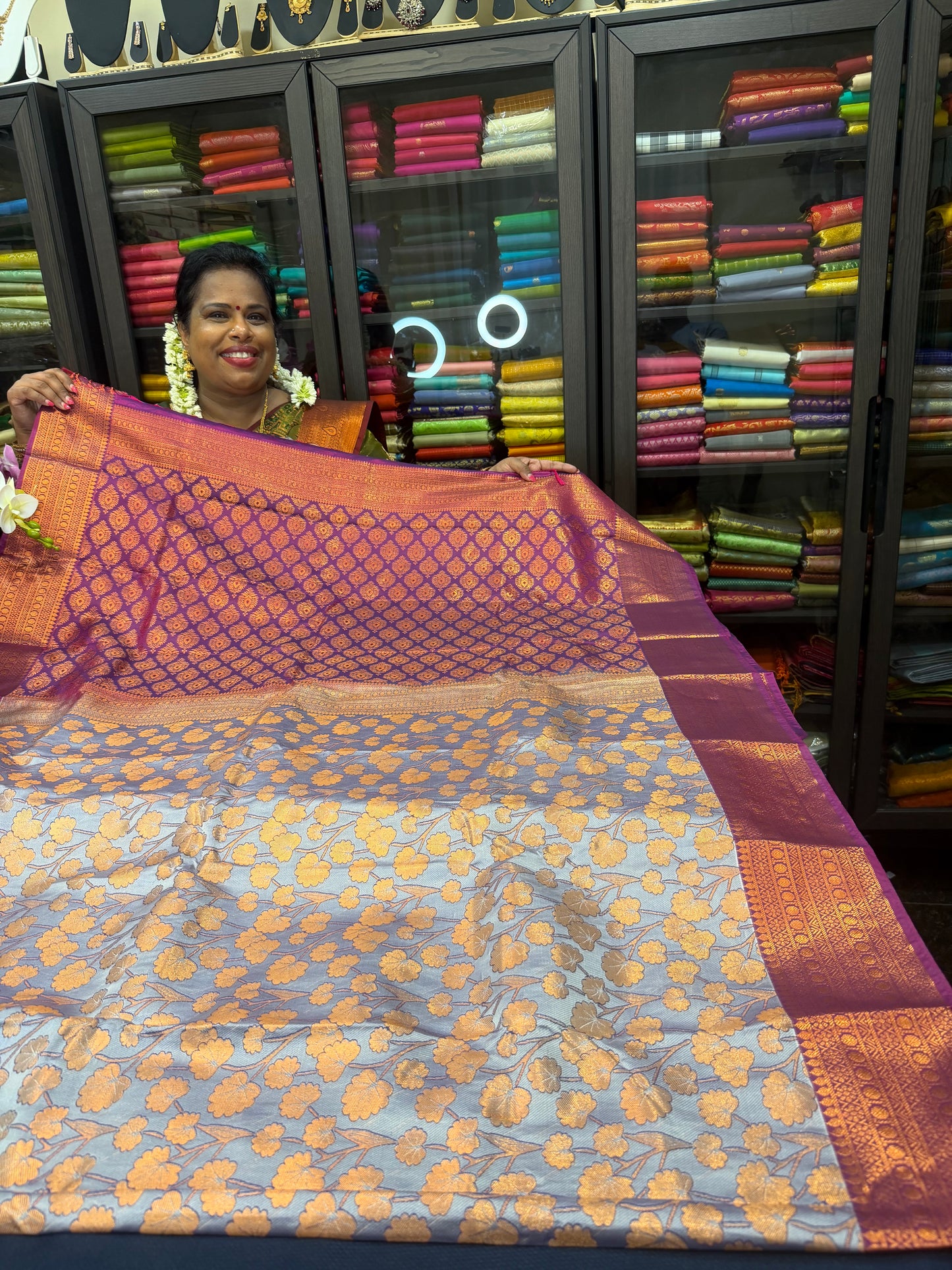 Semi Silk Saree Indian Bridal Kanjivaram / Kanchipuram Sari SEMI2