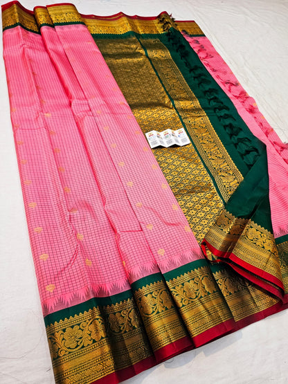 Kanchipuram Pure Silk Saree Bridal Indian Kanjivaram Sari SPK313