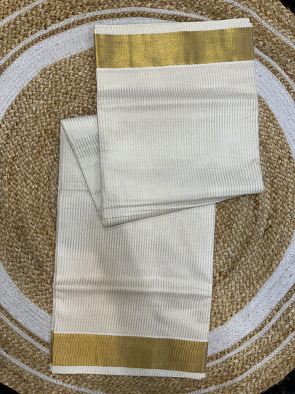 Kerala Vishu Sari Indian hand Printed Kasavu Onam Saree C21 Col 3