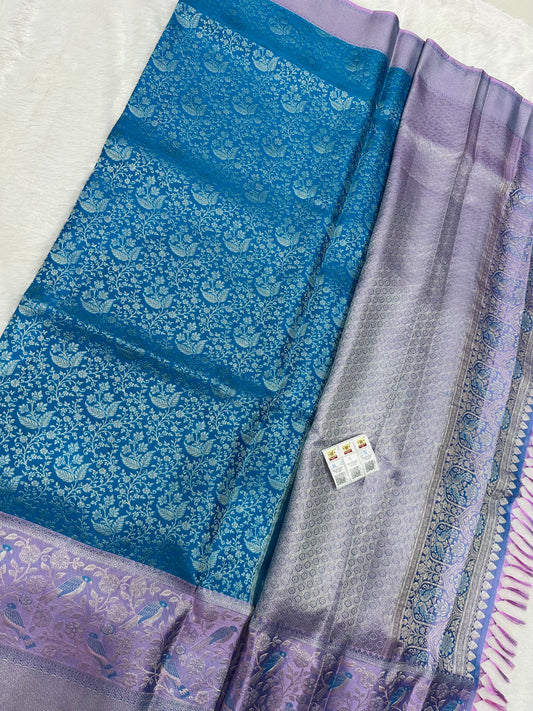 Bridal Kanchipuram Meenakari Pure Silk Saree Kanjivaram Sari SPK476