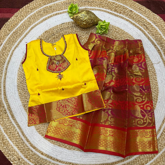 Indian Lehenga Pattu Pavadai Sattai Skirt Top G43
