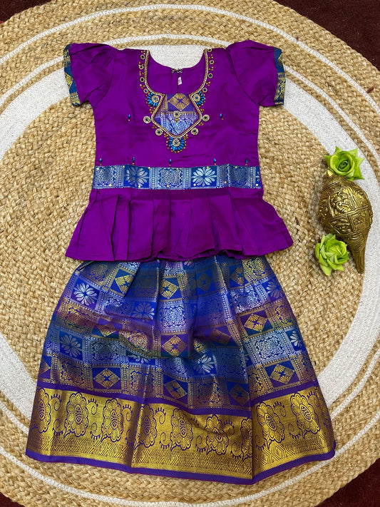 22” Size 3 Indian Lehenga Pattu Pavadai Sattai Skirt Top G41