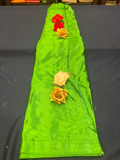 Sari Petticoat Satin Underskirt Saree Skirt Green P2