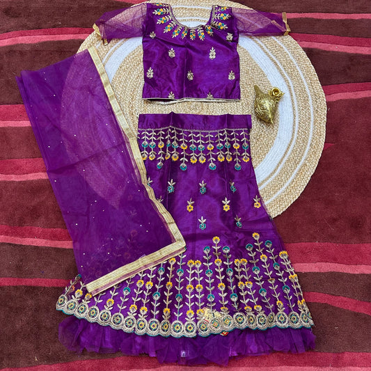 32” Size Age 7 to 9 Indian Lehenga Pavadai Sattai Skirt Top G80 Col 1