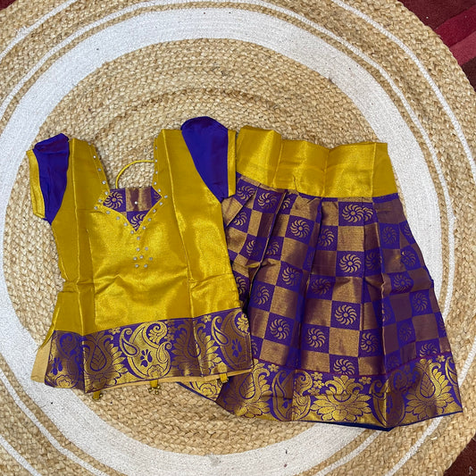 Indian Lehenga Pattu Pavadai Sattai Skirt Top G49