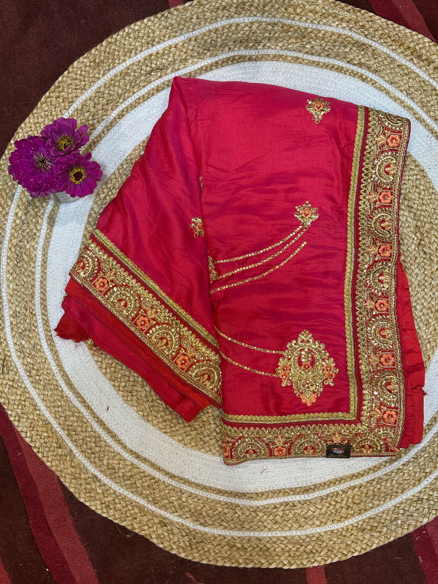 Reddish Pink Fancy Party Sari Indian Saree S38