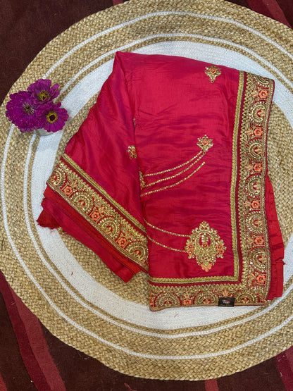 Reddish Pink Fancy Party Sari Indian Saree S38