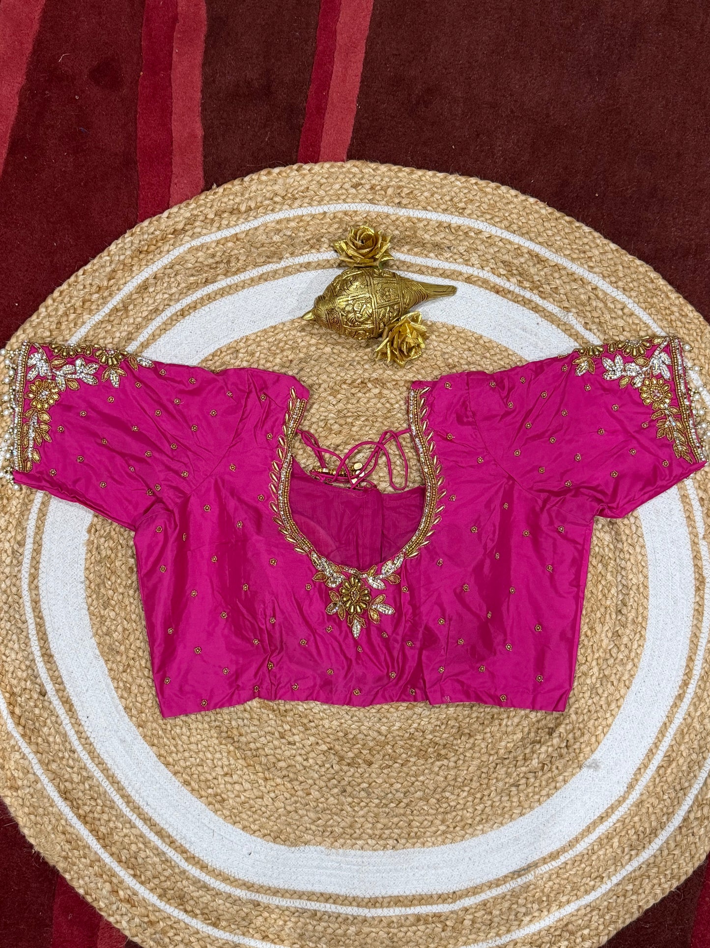 42” XL Size 12 size Aari Worked Sari Blouse Indian Saree Top Pink B170