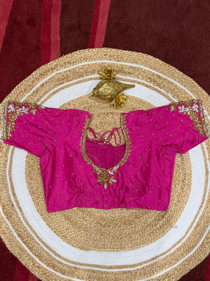 42” XL Size 12 size Aari Worked Sari Blouse Indian Saree Top Pink B170