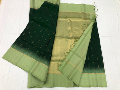 Kanchipuram Pattu Soft Silk Saree Pure Silk Sari Green | SS15