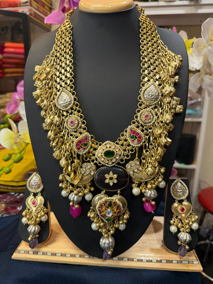 Handmade Brass Necklace with Silver polish Indian Tribal Multi Jewellery N96