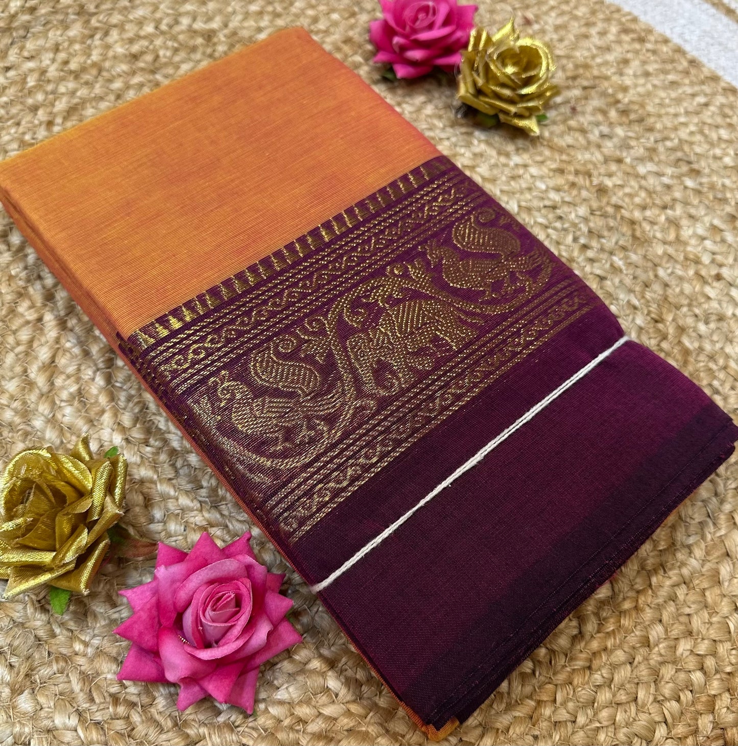 Chettinad Silk Cotton Traditional Kanchi Sari South Indian Saree S142