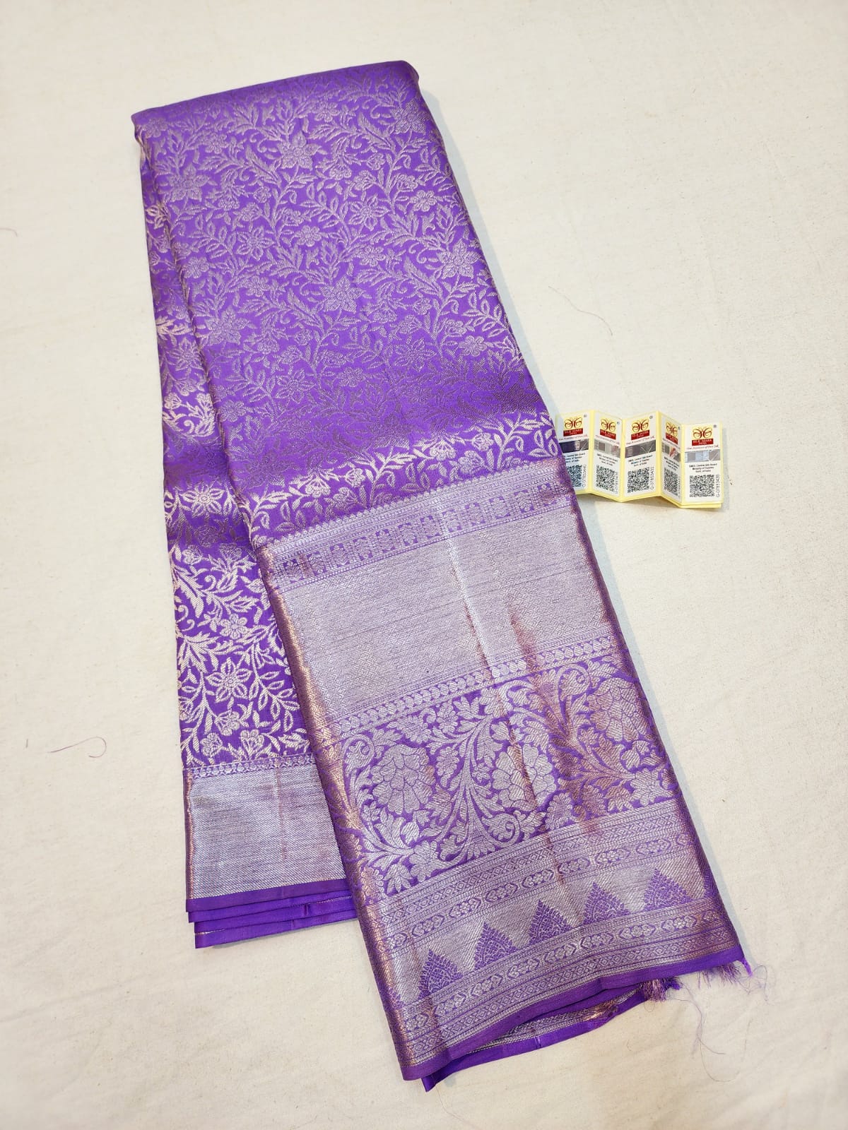 Bridal Kanchipuram Pure Silk Saree Purple Kanjivaram Sari| SPK161