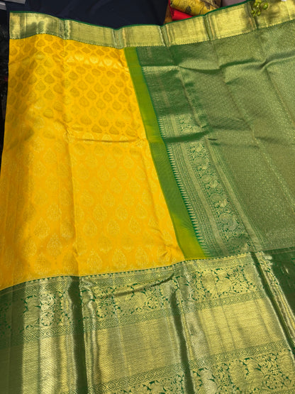 Korvai Kanchipuram Pure Silk Saree Bridal Kanjivaram Sari SPK240
