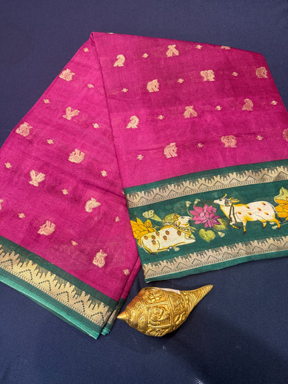 Blue Pichwai Silk Sari Indian Fancy Saree C4