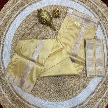 Men’s South Indian Vesti Semi Silk Ready to wear Vetti Dhotti Sandalwood V19