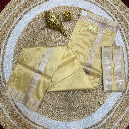 Men’s South Indian Vesti Semi Silk Ready to wear Vetti Dhotti Sandalwood V19