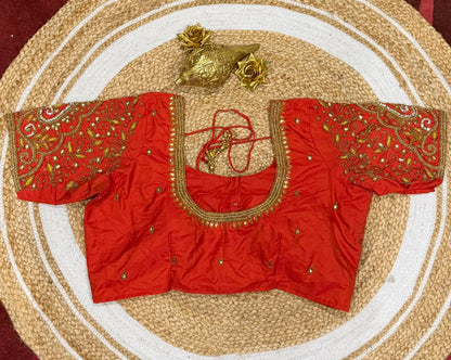 42” XL Size 12 size Aari Worked Sari Blouse Indian Saree Top Red B163