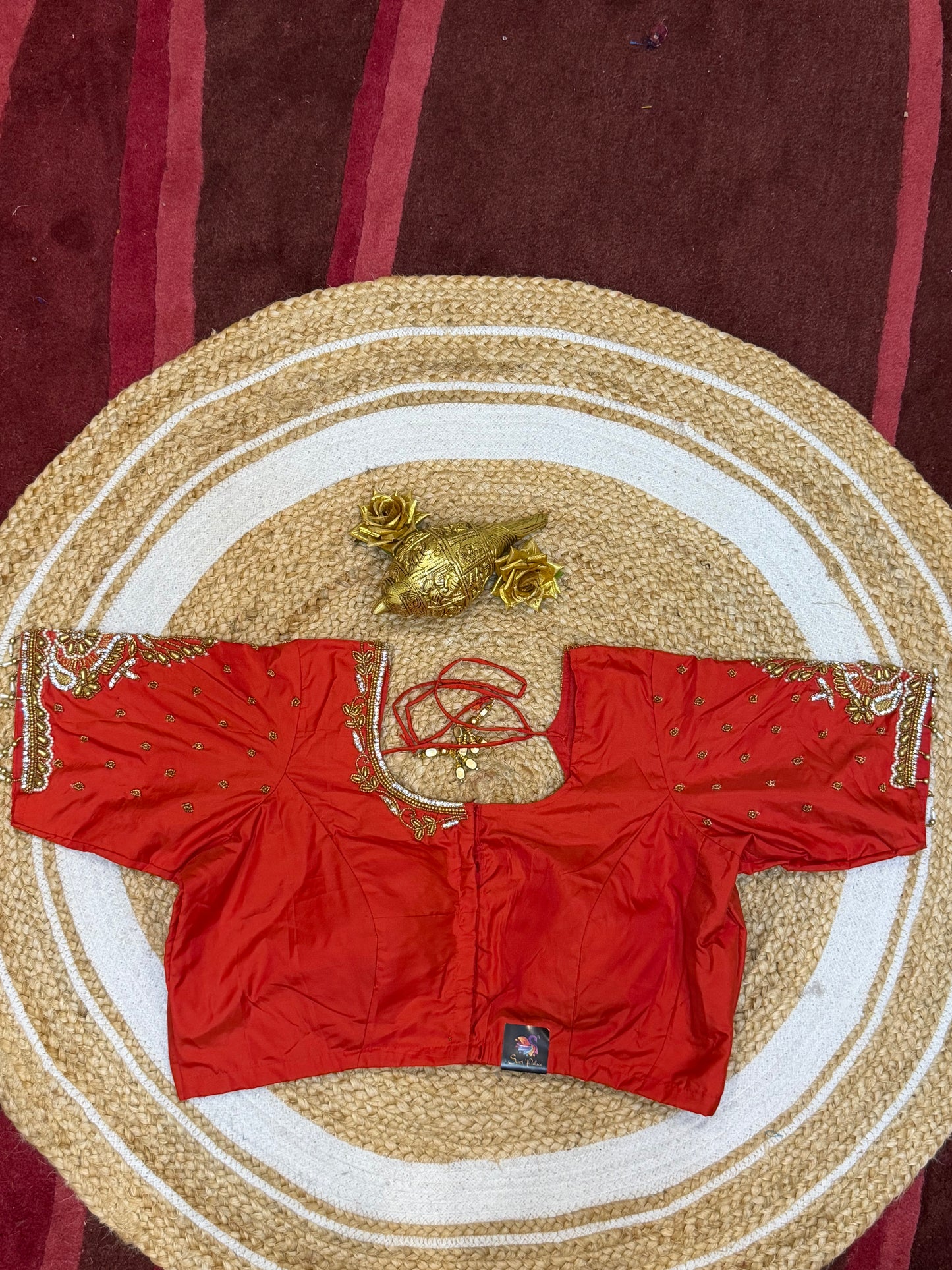 42” XL Size 12 size Aari Worked Sari Blouse Indian Saree Top Red B156