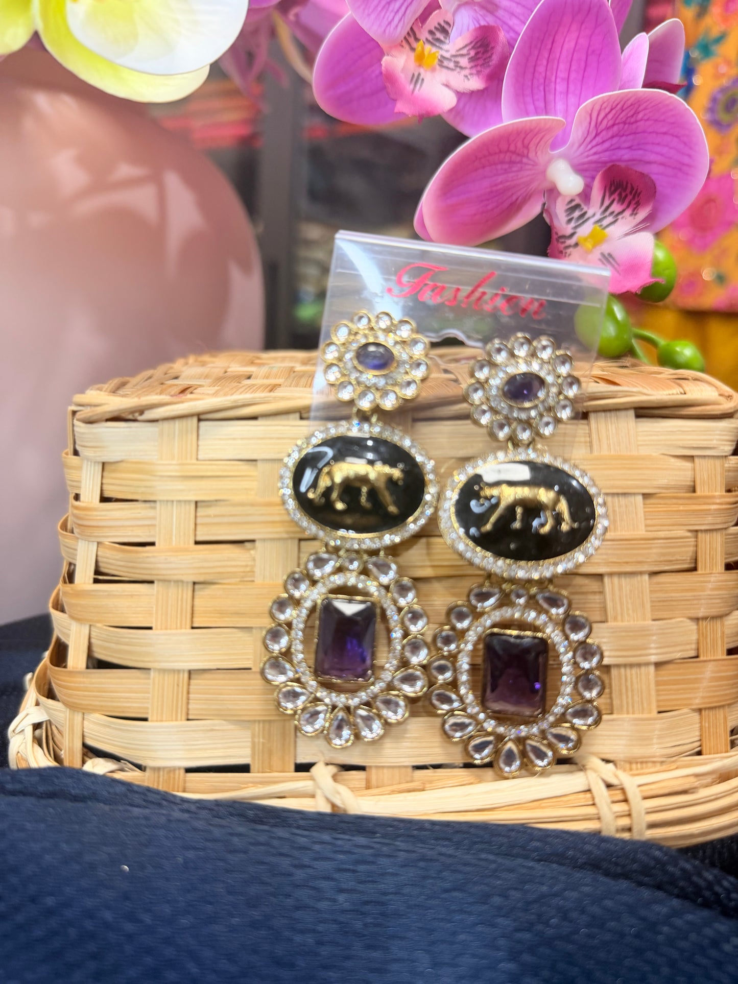 Purple Indian Sabyasachi Inspired Earrings Stylish Indian Jewellery E12