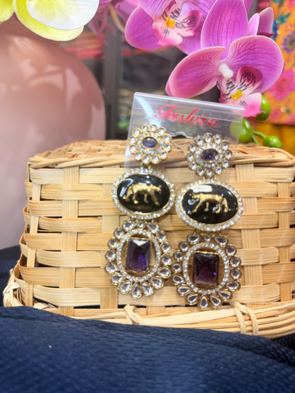 Purple Indian Sabyasachi Inspired Earrings Stylish Indian Jewellery E12