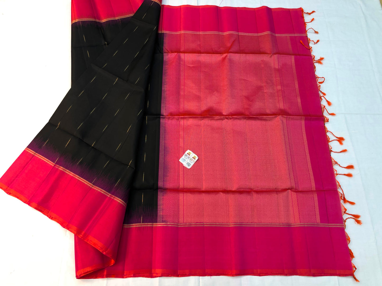 Pattu Soft Silk Indian Saree Pure Silk Sari Black Pink SS53