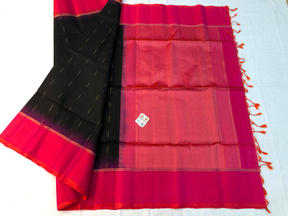 Pattu Soft Silk Indian Saree Pure Silk Sari Black Pink SS53