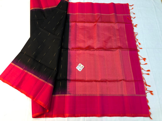 Pattu Soft Silk Indian Saree Pure Silk Sari Black Pink SS53