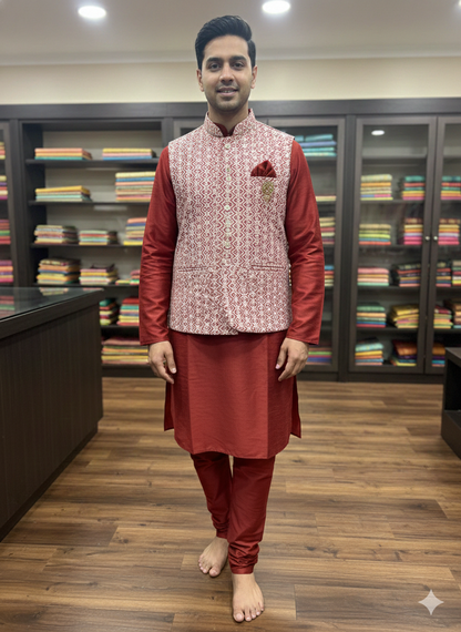 40” Large size Men’s Kurta Indian Maroon Sherwani Bollywood outfit M8