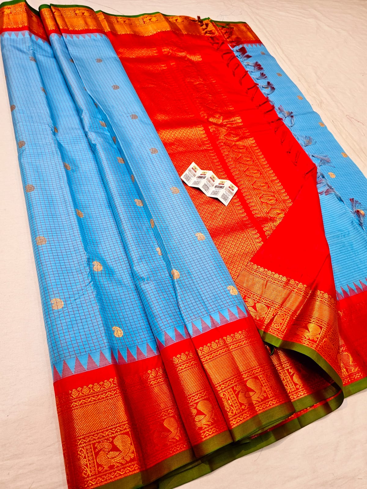 Kanchipuram Pure Silk Saree Bridal Indian Kanjivaram Sari SPK302