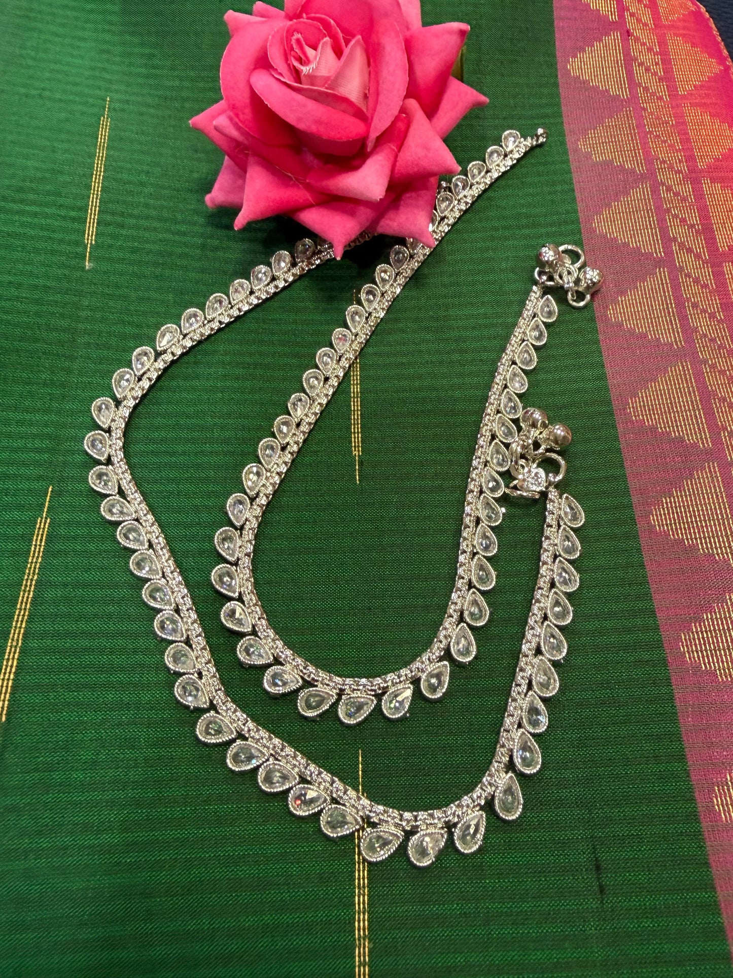 Brass Silver Rhodium Polished Indian Payal Kolusu Anklets P3