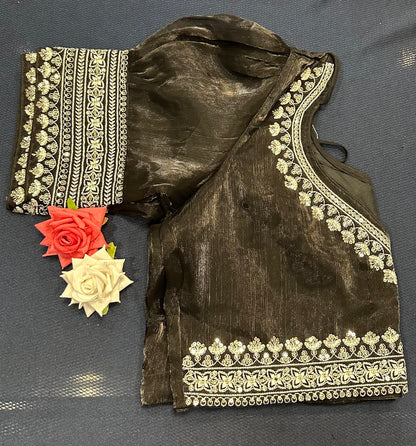 Navy Blue Sari Blouse Indian Saree Top Worked Choli B425