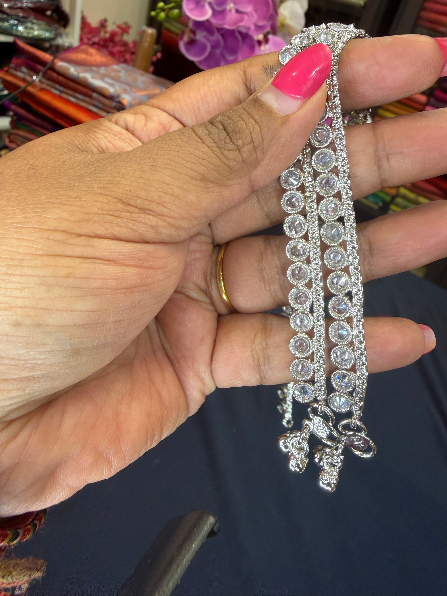 Brass Silver Rhodium Polished Indian Payal Kolusu Anklets P4